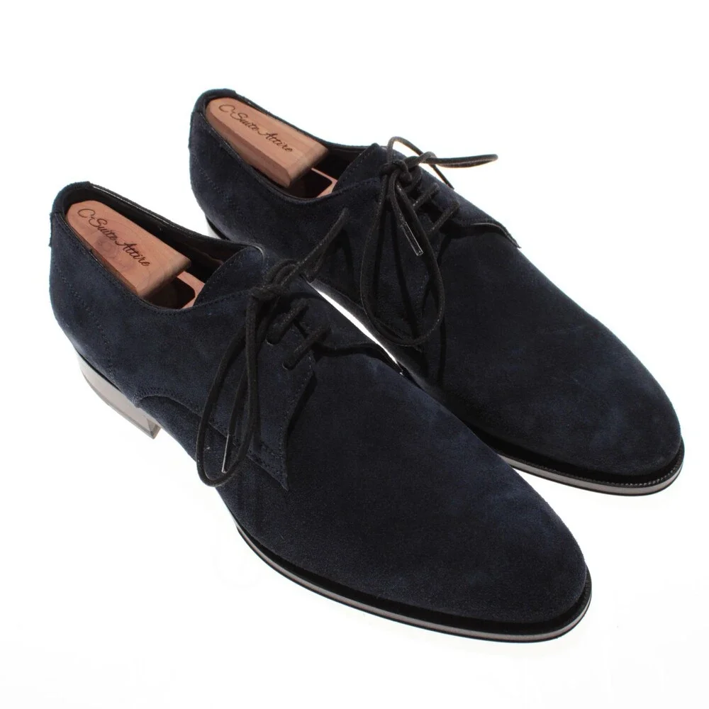 Di Bianco NWOB Lace Up Derby Dress Shoes Size 10 US in Dark Blue Suede
